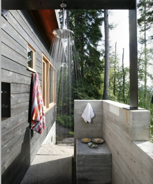 Balcony shower forest house