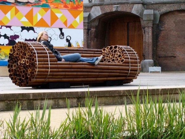 Bamboo bench design louge outdoor furniture