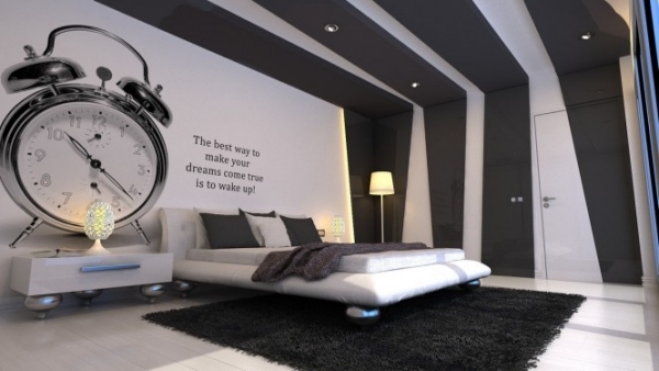 Bedroom white black wall decorating ideas
