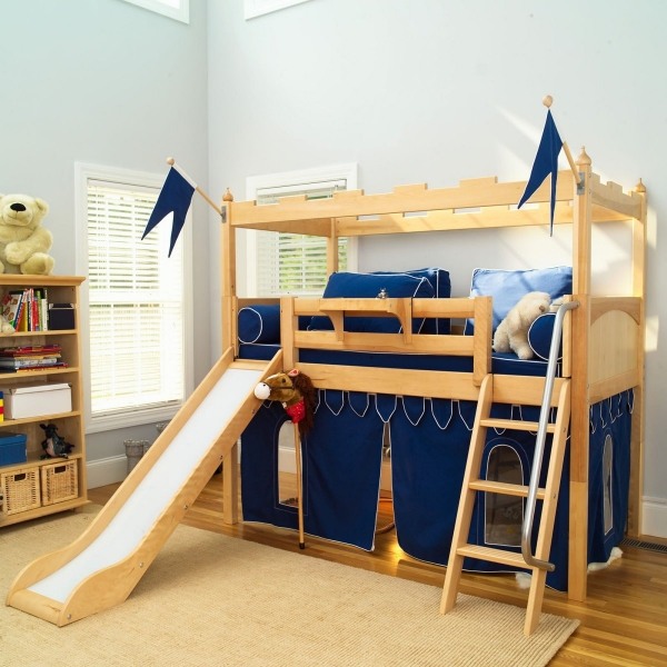 Bunk beds with slide boys room furniture