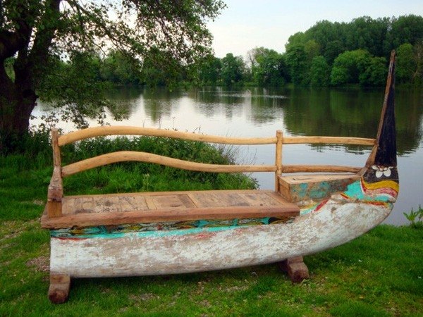 Canoe wooden bench DIY garden furniture