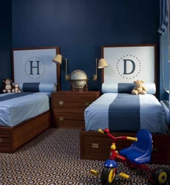 Childrens room twins design ideas letters