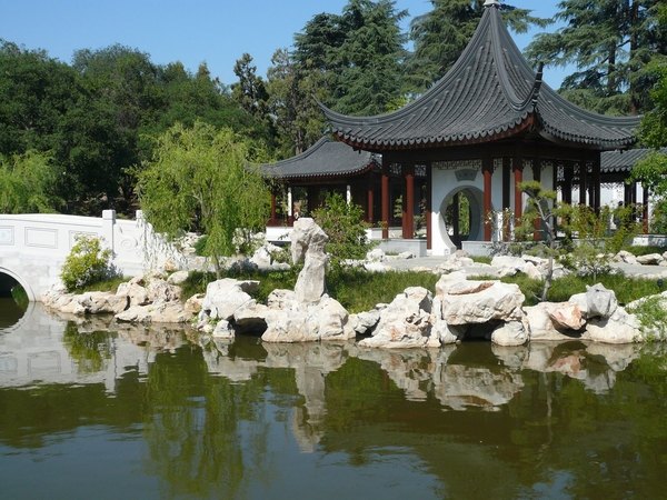 Chinese Garden landscape pagoda rocks water element 