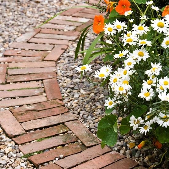 Clay tiles garden path designs