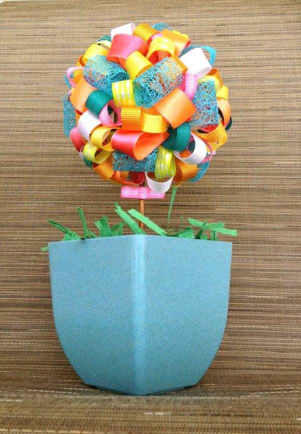 Crafts ideas Easter spring polystyrene topiary