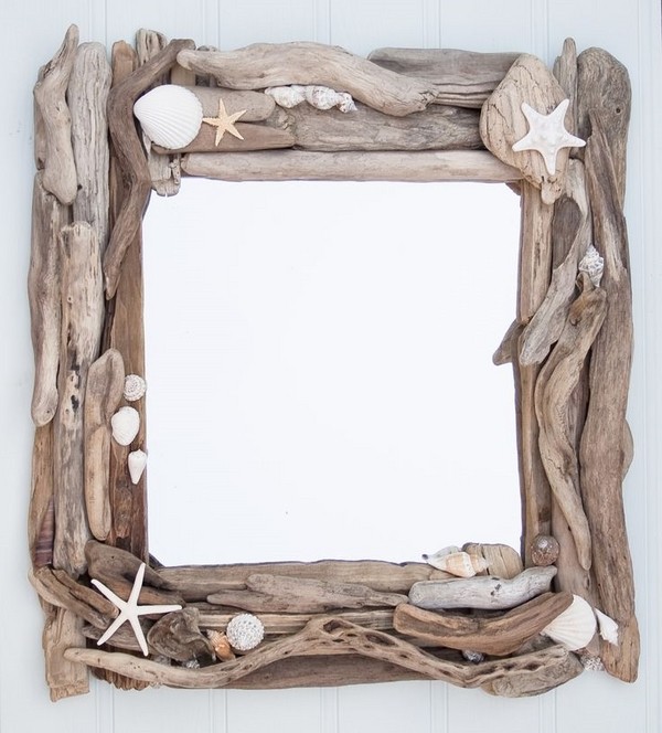 DIY frame ideas driftwood sea shells 