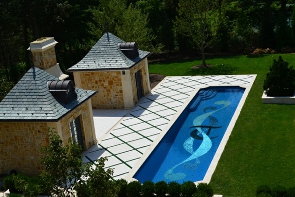 Garden House Pool natural stone facade mosaic tiles