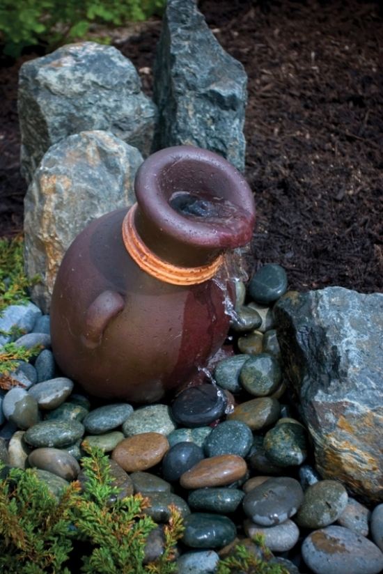 Leaning Vase Fountain-small water feature-tilted pot-garden-pond gift-decor-easy 