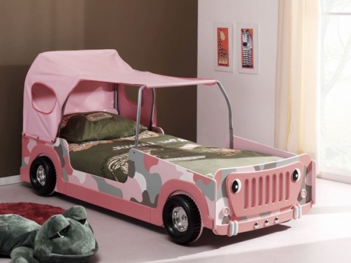 Girls room pink jeep car designer bed