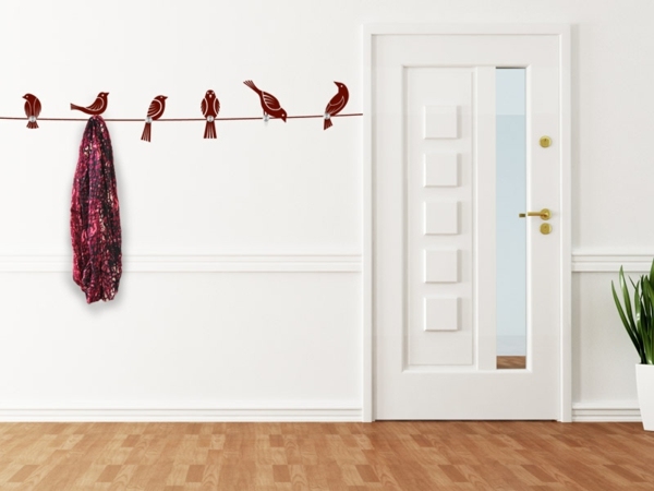 20 Ideas For Corridor Design With Wall Stickers And Coat Hooks