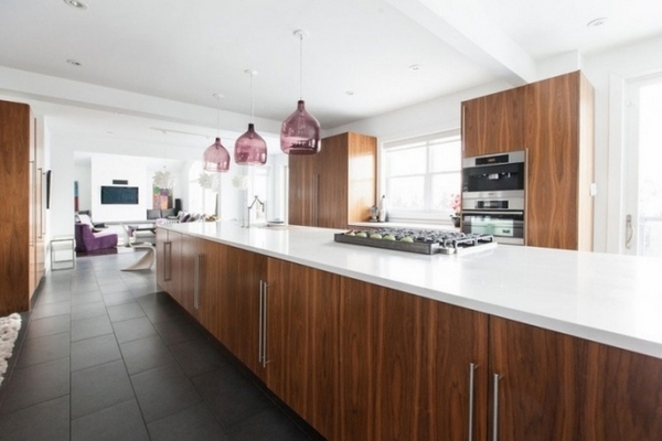 Interior design ideas kitchen modern wooden fronts white worktop