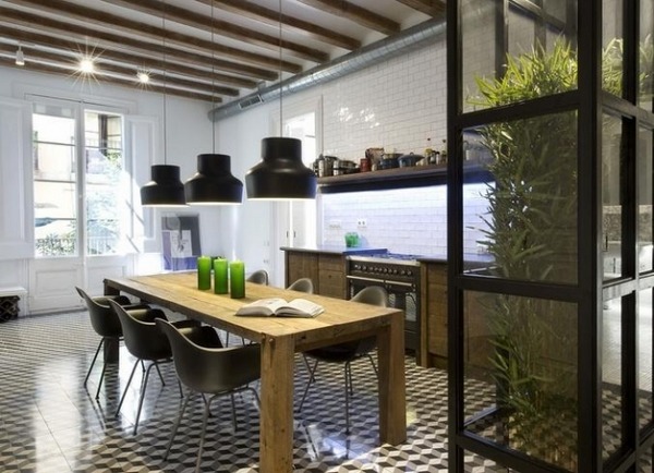 Interior design ideas modern kitchen industrial style black wood plastic