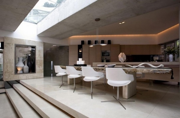 Interior design ideas modern kitchen suspended ceiling skylight