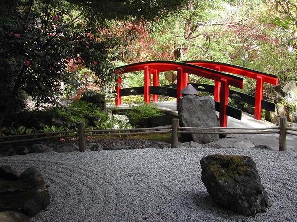 Japanese Garden design gravel Rocks Bridge