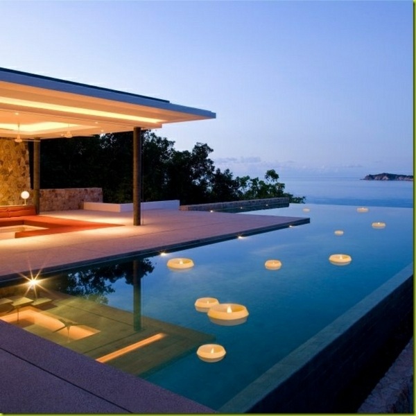 LED-Candles-Pool-romantic-lighting-Asian-style