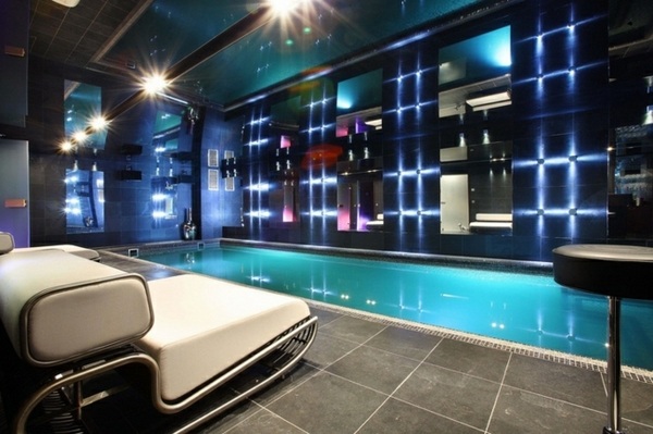 Luxury bachelor apartment swimming pool led lights