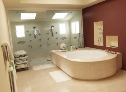 Luxury-beige-bathroom-moulded-bathtub