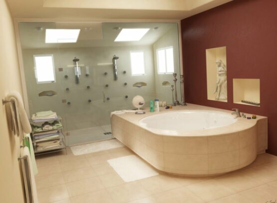 Luxury-beige-bathroom-moulded-bathtub