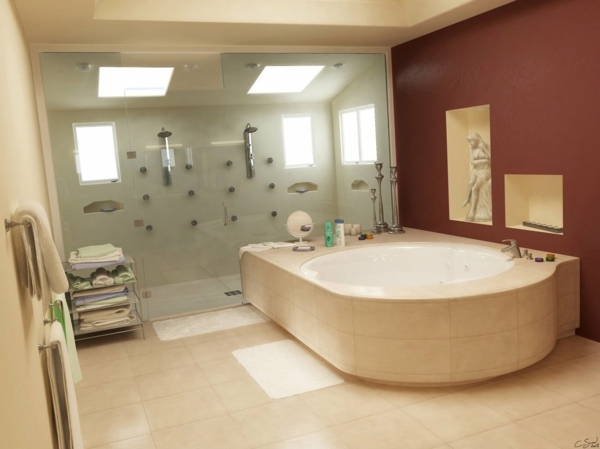 Luxury beige bathroom moulded bathtub