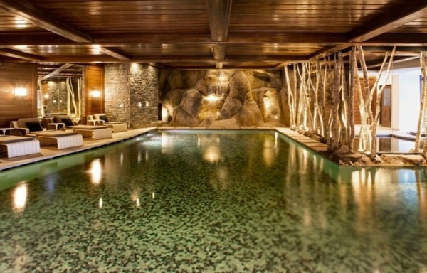 Luxury large indoor pool lighting design ideas