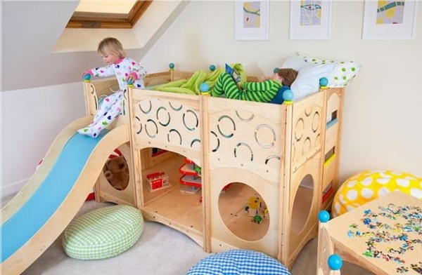 Mid height bed with slide childrens furniture