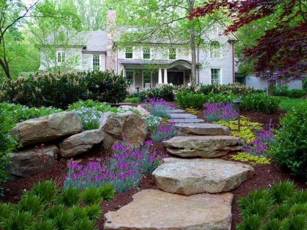 Natural stone garden path ideas design
