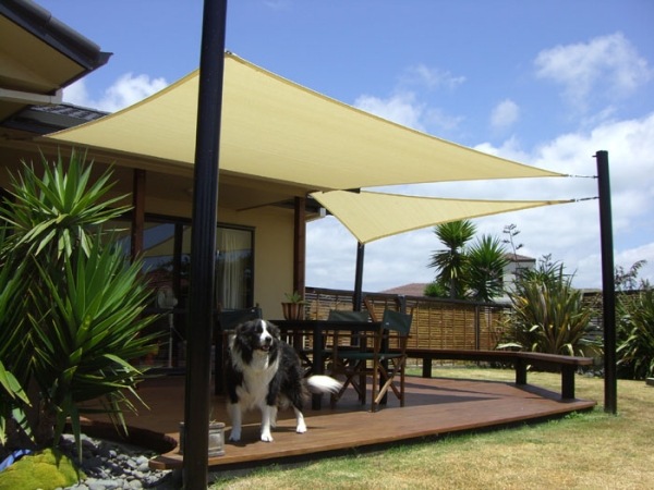 Patio Awning fabric wooden deck
