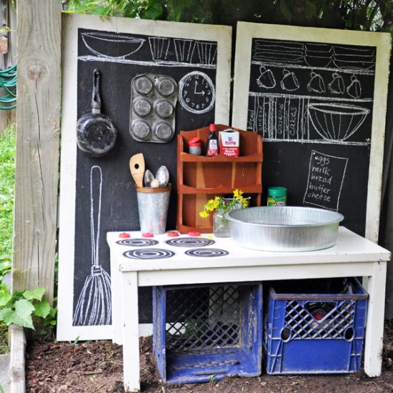 Playground equipment outdoor chalkboard kitchen