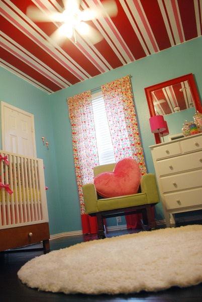 Red white stripes nursery room ideas