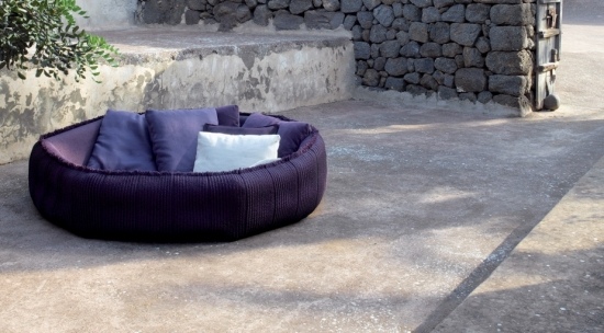 Round furniture design purple lounge sofa