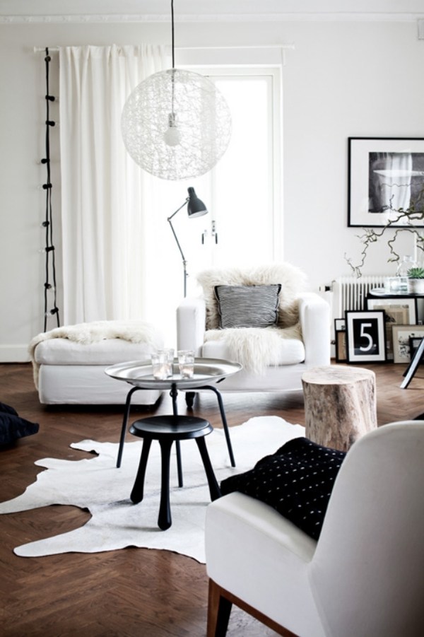 Rustic style white living room interior design ideas hardwood floors