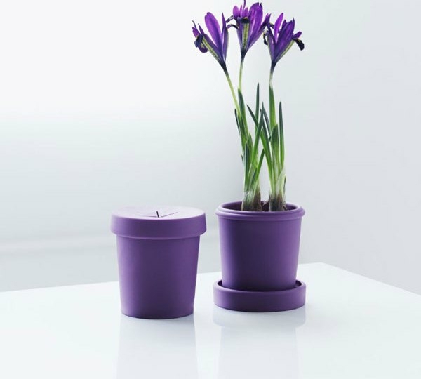 self-watering flowerpot purple color plastic
