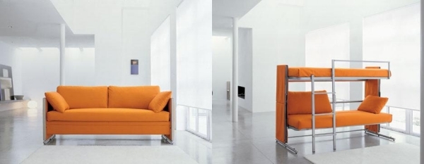 Space saving furniture sofa transformed bunk beds