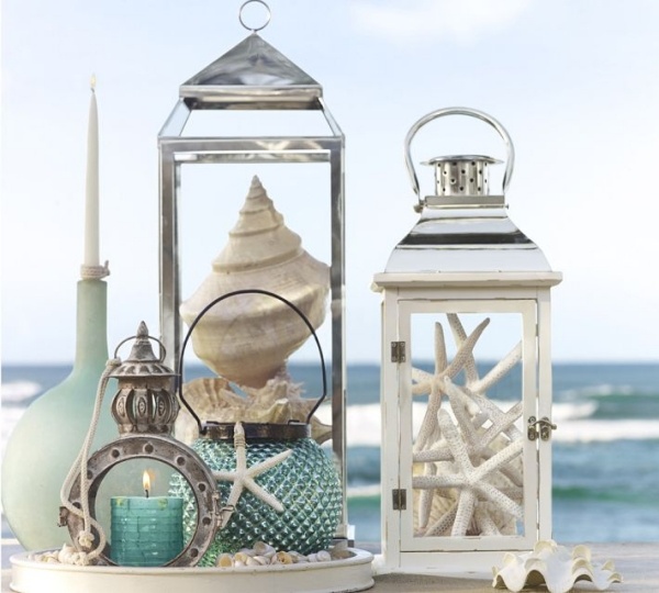 Summer decoration ideas lanterns starfish stainless steel blue