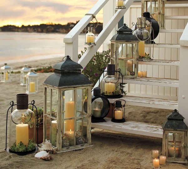 Summer lights lanterns sand stairs candles