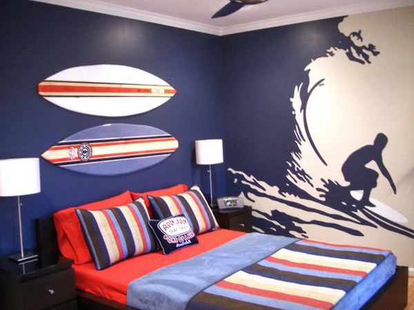 Surf wall sticker teenage room boy