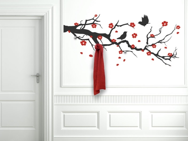 Tree wall decal original design decoration ideas red black color
