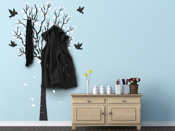 Tree wall sticker corridor design clothes hanger