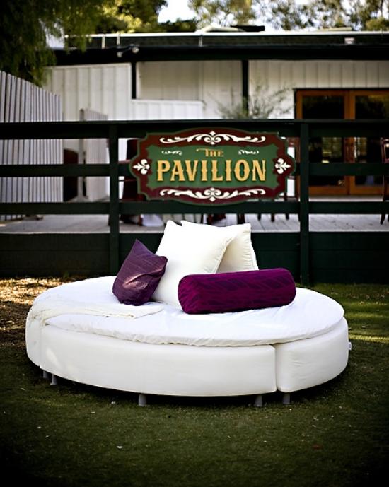 White sofa round outdoor furniture