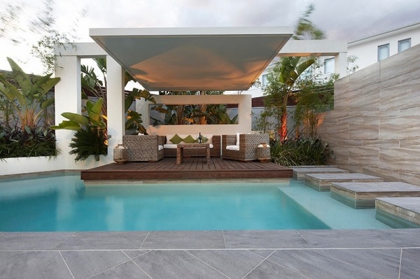 Wooden deck canopy patio design garden lounge set