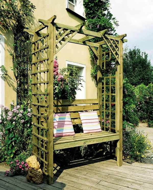 garden bench wooden pergola