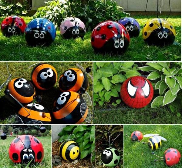 adorable garden decor bowling balls ladybugs bees