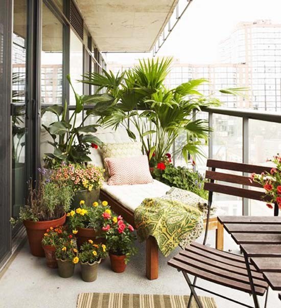 balcony privacy ideas plant surrounded sunbed