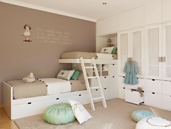 bunk bed wall stickers kids room wall colors neutral palette