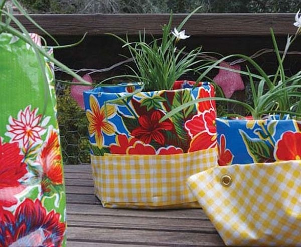 cloth bags ideas for DIY flower pots