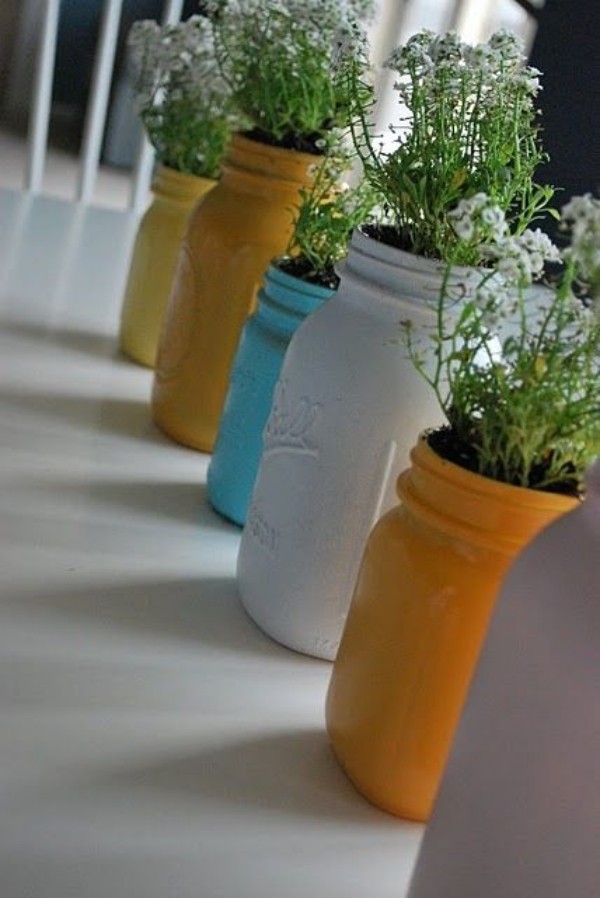 colored glass jam jars ideas for