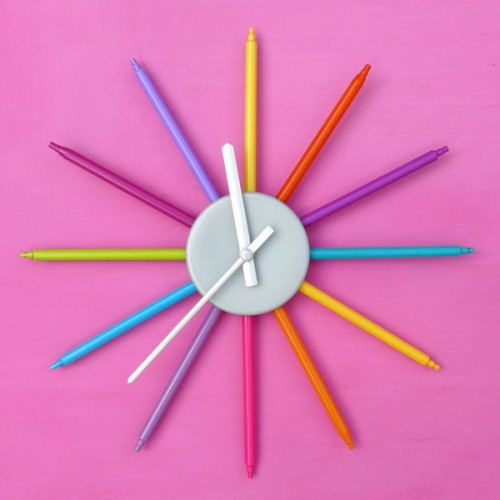 colorful color pencils clock DIY