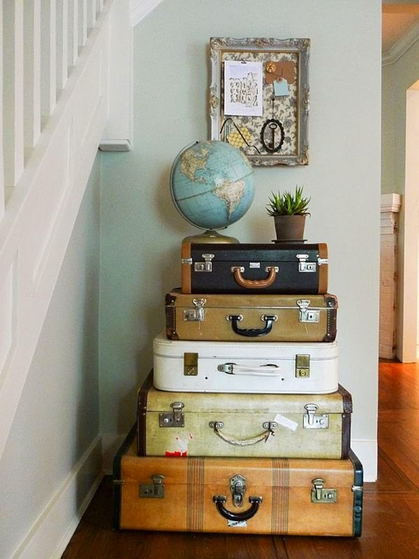 old creative suitcases storage space ideas