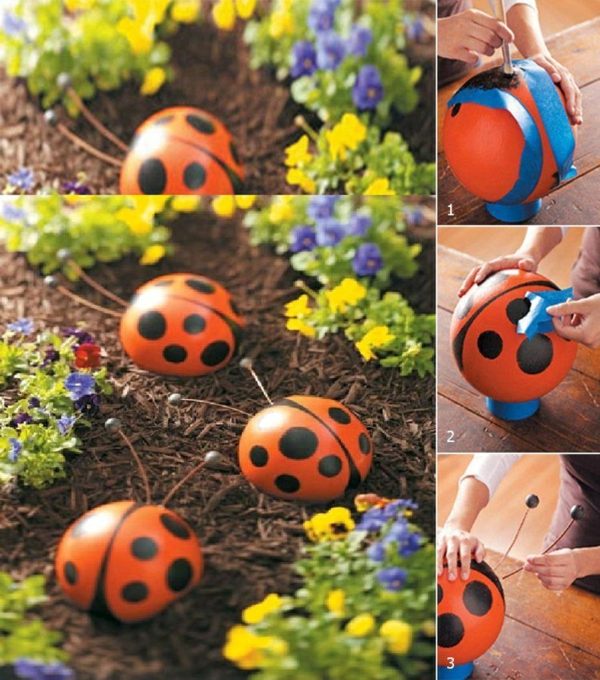 creative DIY garden decor ideas ladybug