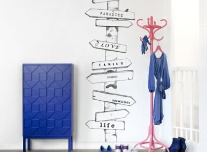 creative-wall-sticker-blue-cabinet-hallway-design-ideas